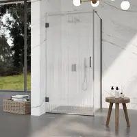 FortiFura Galeria Douchecabine - 90x90x200cm - scharnieren - deurgreep - stabilisatiestang - helder geribbeld - veiligheidsglas - geborsteld gunmetal (antraciet) SW1208821/SW1122563/SW797907/SW797951