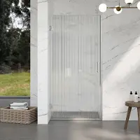 FortiFura Galeria Douchedeur - 90x200cm - 8mm - veiligheidsglas - ribbel - scharnieren - deurgreep - helder - PVD - geborsteld RVS SW1208821/SW1122566