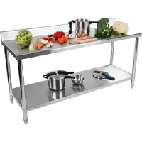 Royal Catering RVS werktafel - ECO - 180 x 60 cm - 400 kg - achterwand -