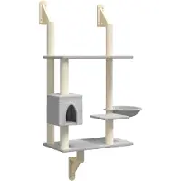 vidaXL Kattenmeubel wandgemonteerd met krabpaal 153 cm lichtgrijs