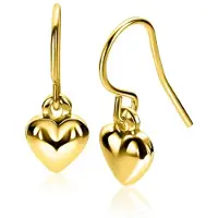 Zinzi 23mm gold plated zilveren oorhangers met bol hart ZIO2661