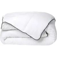 Vente-unique Knuffel dekbed silk touch 240 x 260 cm - 250 g/m² - Wit met grijze bies - BIESYA