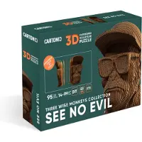 Cartonic - Three wise monkeys: see no evil - 3D Puzzel-Speelgoed- Puzzel-DIY- Creatief- Karton- Kinderen en volwassen- 3D- puzzel-aap