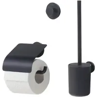 Tiger Urban Toiletaccessoireset - Toiletborstel met houder - Toiletrolhouder met klep - Handdoekhaak - Zwart