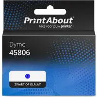 PrintAbout Huismerk Dymo 45806 (S0720860) Tape Zwart op blauw (12 mm)