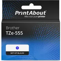 PrintAbout Tape TZe-555 Wit op blauw (24 mm) geschikt voor Brother