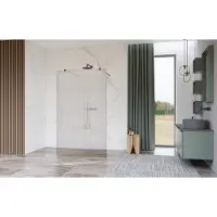 FortiFura Galeria Vrijstaande Inloopdouche - 90x200cm - Helder geribbeld - antikalk - 8mm veiligheidsglas - wandsteunen - Geborsteld Gunmetal PVD SW927771 2x/SW797951
