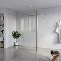 FortiFura Galeria Vrijstaande Inloopdouche - 90x200cm - Helder geribbeld - antikalk - 8mm veiligheidsglas - 2 zijwanden 30cm - wandsteunen en hoekprofielen - Geborsteld Gunmetal PVD SW927771