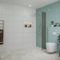 FortiFura Galeria inloopdouche - 30x200cm - rookglas - wandarm - Geborsteld RVS PVD (RVS) SW797930/SW797908