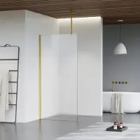 FortiFura Galeria inloopdouche - 120x200cm - mat glas - plafondarm - Geborsteld Messing PVD (Goud) SW797928/SW797910/SW804543