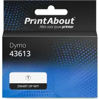 PrintAbout Tape 43613 (S0720780) Zwart op wit (6 mm) geschikt voor Dymo