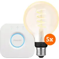 Philips Hue Filament White Ambiance Globe Lot de 5 + Bridge