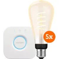 Philips Hue Filament White Ambiance Edison XL Lot de 5 + Bridge