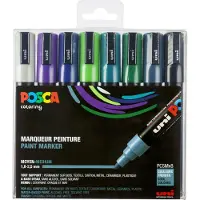 Posca Uni paintmarker PC-5M, 1,8 - 2,5 mm, etui van 8 stuks in koude kleuren