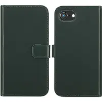 Selencia Echt Leren Bookcase voor de Apple iPhone 17e / 16e - Groen