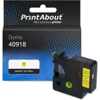 PrintAbout Huismerk Dymo 40918 (S0720730) Tape Zwart op geel (9 mm)