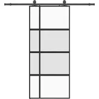 vidaXL Schuifdeur met beslagset 90x205 cm gehard glas zwart