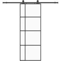 vidaXL Schuifdeur met beslagset 76x205 cm ESG glas zwart