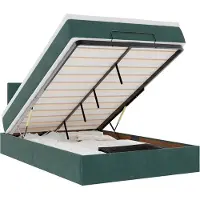 vidaXL Bed poef met matras en LED's 120x190 cm fluweel donkergroen
