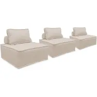 Sweeek Modulaire fauteuils in stof (Set van 3) Crème