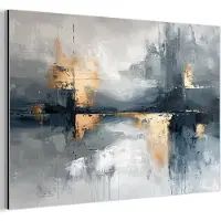 MuchoWow Aluminium schilderij 30x20 cm - Wanddecoratie metaal - Abstract - Verf - Kunst - Goud - Metalen muurdecoratie woonkamer - Decoratie industrieel - Foto op dibond - Industriële accessoires slaapkamer