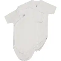 Petit Bateau Set van 2 effen katoenen body's met korte mouwen Unisex Rompertje - Wit