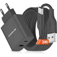 Xssive Power Adapter met USB naar USB C Kabel 3 Meter - 20W Fast en Quick Charge - Universeel