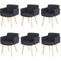 MCW Set van 6 eetkamerstoelen Orlando II, keukenstoel, retro design ~ textiel, donkergrijs