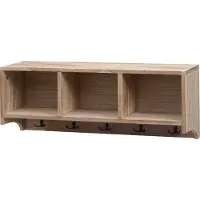 MCW Wandkapstok -K49, kapstok Wandkapstokplank, 3 opbergvakken 5 haken 30x80x20cm hout ~ natuurlijk bruin