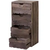 Mendler Commode -C62, ladekast houten kist, shabby-look vintage, 4 lades 70x32x26cm ~ bruin