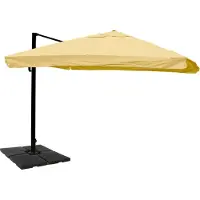 Mendler Zweefparasol -A96, parasol, 3x4m (Ø5m) polyester/aluminium 26kg ~ Flap, crème met standaard, draaibaar