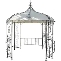 Mendler Pergola Almeria, rond tuinpaviljoen, stevig stalen frame Ø 3m ~ crème