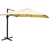 Mendler Zweefparasol -A96, horecaparasol, 3x3m (Ø4,24m) polyester/aluminium 23kg ~ crème zonder voet