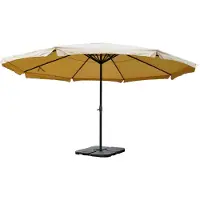 Mendler Parasol Meran Pro, horeca marktparasol met vallijn Ø 5m polyester/aluminium 28kg ~ crème met standaard