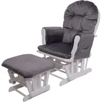 Mendler Relaxfauteuil -C76, schommelstoel met kruk ~ fluweel, grijs, frame wit