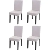 MCW Set van 4 eetkamerstoelen Keukenstoel Littau ~ textiel, crème-beige, donkere poten