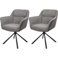 Mendler Set van 2 eetkamerstoelen -K33, keukenstoel Stoel, draaibare autostand, stof MVG ~ kunstleer, grijs-donkergrijs