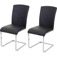 MCW Set van 2 eetkamerstoelen -F36, vrijdragende keukenstoel vergaderstoel ~ kunstleer, zwart