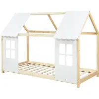 En.casa Kinderbed Tostedt huisbed grenen houtkleurig en wit 90x200 cm []