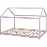 En.casa Kinderbed Cerro huisbed met bedbodem 120x200 cm roze