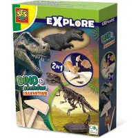 SES Creative Ontdek Dino en skeletopgraving 2-in-1 - T-rex, dinosaurus, archeologie, geschikt voor kinderen vanaf 5 jaar, meerkleurig