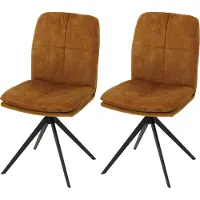 Mendler Set van 2 eetkamerstoelen -M68, keukenstoel met rugleuning, draaibaar, automatische positie, metaal, stof/textiel ~ geel