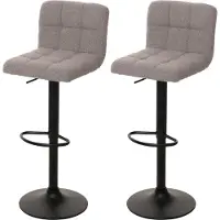 MCW Set van 2 barkrukken -G87, barkruk barstoel, in hoogte verstelbaar draaibaar, Boucle stof (450g/m²) ~ grijs