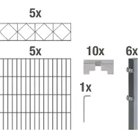 Alberts Dubbelstaafmat hekwerk Bergen antraciet, hoogte: 100-160cm, totale lengte: 10-20m, voor plaatsing in beton (set)