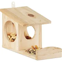 Relaxdays eekhoorn voederhuisje - hangend - hout - 17,5 x 14 x 25 cm