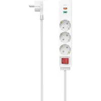 Hama Stekkerdoos 3-voudig met schakelaar - & 1x USB-A, 1x USB-C - 1,4mtr. - Wit
