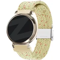 Bandz gevlochten nylon band 14mm - Hoogwaardig rekbaar nylon bandje met klemsluiting geschikt voor Garmin Lily 2 (alleen tweede versie) - beige mix