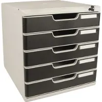 Exacompta Ladebox MODULO, formaat A4+, 5 afsluitbare lades, gesloten, verzonken greep & etikethouder, 2 sleutels, kunststof, grijs