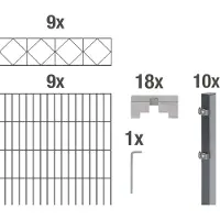 Alberts Dubbelstaafmat hekwerk Bergen antraciet, hoogte: 100-160cm, totale lengte: 10-20m, voor plaatsing in beton (set)