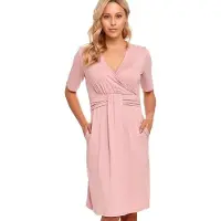 Doctor Nap Nachthemd Bamboe | Nachtjapon Dames | Borstvoeding Nachtkleding | Zwangerschap Nachthemd Korte Mouw | Flamingo TCB.9116 M